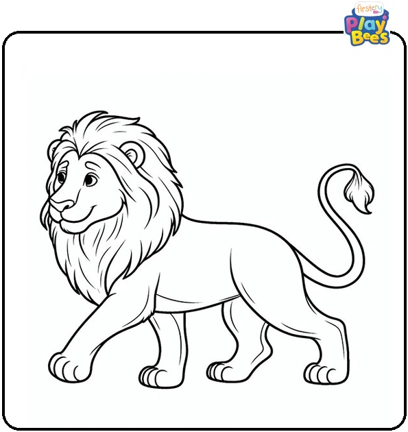 Walking Lion Coloring Page