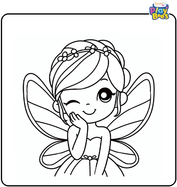 Winking Fairy Coloring Page Winking Fairy Coloring Page