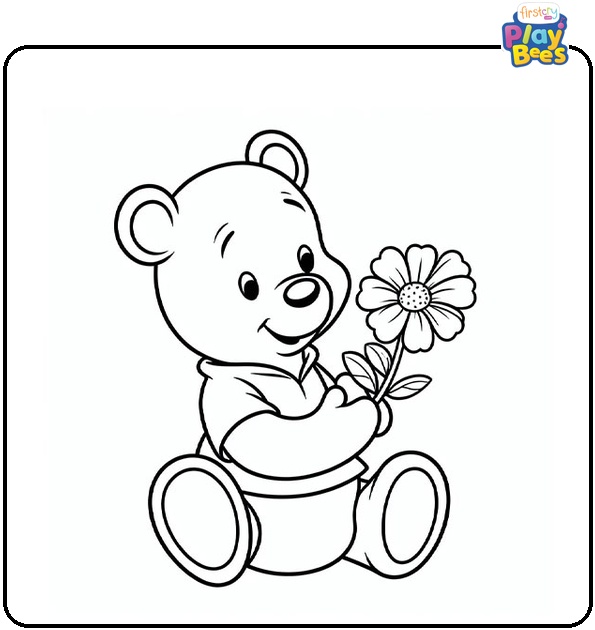 Winnie The Pooh Loves Flowers Coloring Page Winnie The Pooh Loves Flowers Coloring Page