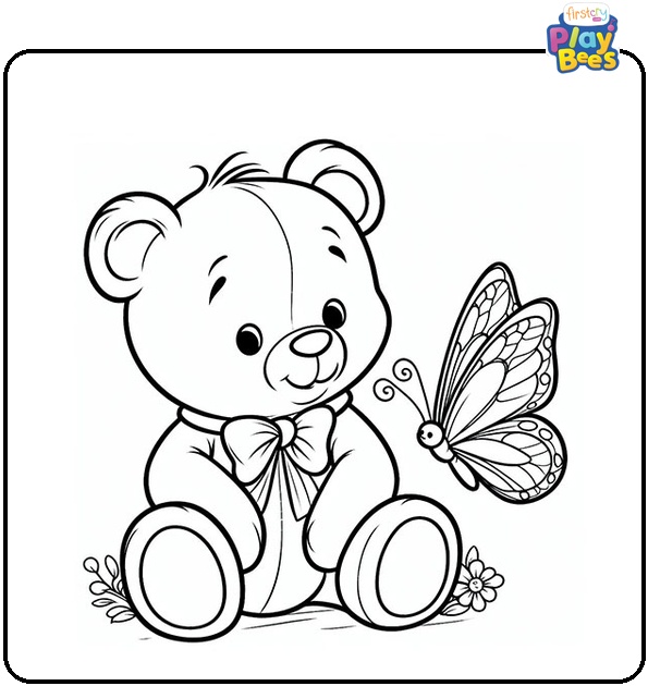 Winnie The Pooh Playing with Butterfly Coloring Page Winnie The Pooh Playing with Butterfly Coloring Page