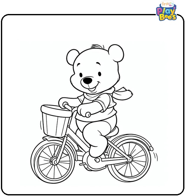 Winnie The Pooh Riding A Bike Coloring Page Winnie The Pooh Riding A Bike Coloring Page