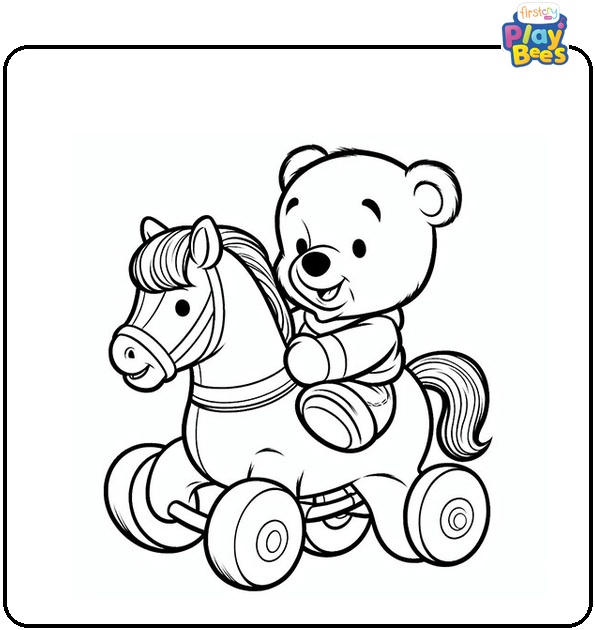 Winnie The Pooh Riding The Toy Horse Coloring Page Winnie The Pooh Riding The Toy Horse Coloring Page