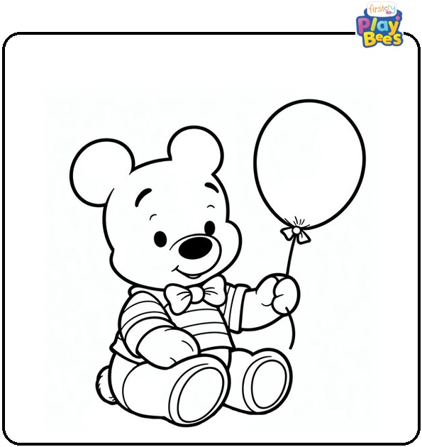 Winnie The Pooh With Balloon Coloring Page Winnie The Pooh With Balloon Coloring Page
