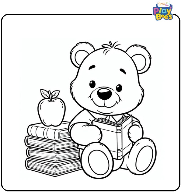 Winnie The Pooh with Books And Fruit Coloring Page Winnie The Pooh with Books And Fruit Coloring Page