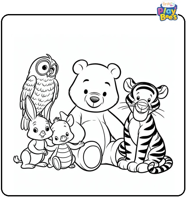 Winnie the Pooh Characters Coloring Page Winnie the Pooh Characters Coloring Page