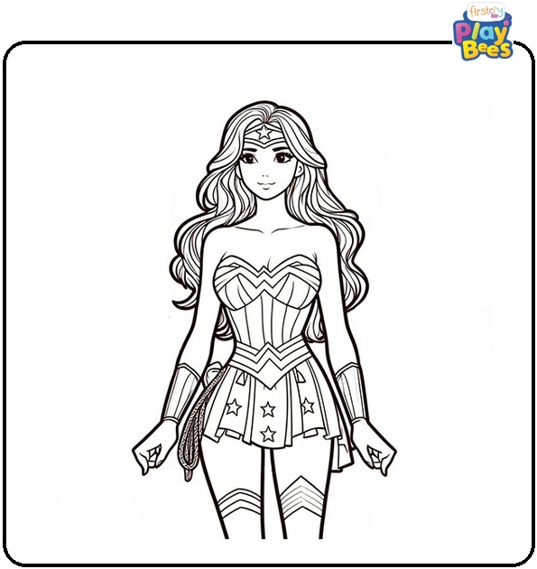 Wonder Woman Superhero Coloring Page