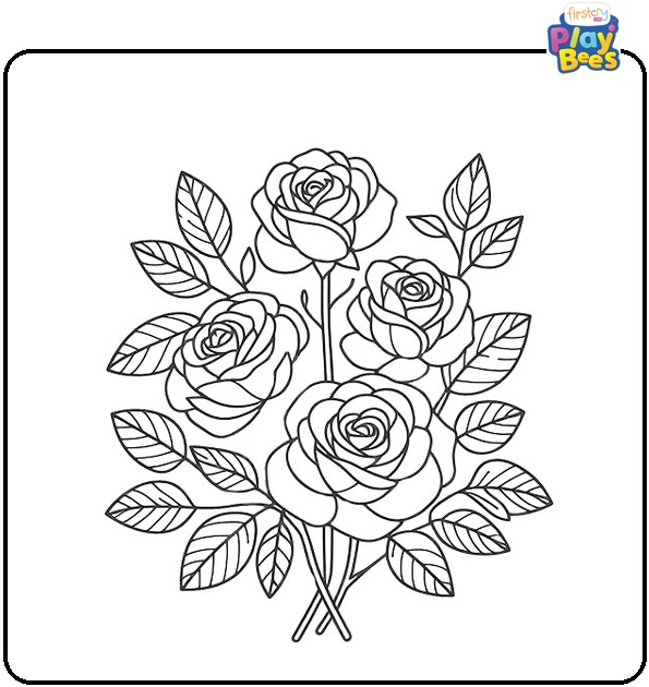 A Bunch of Roses Coloring Page
