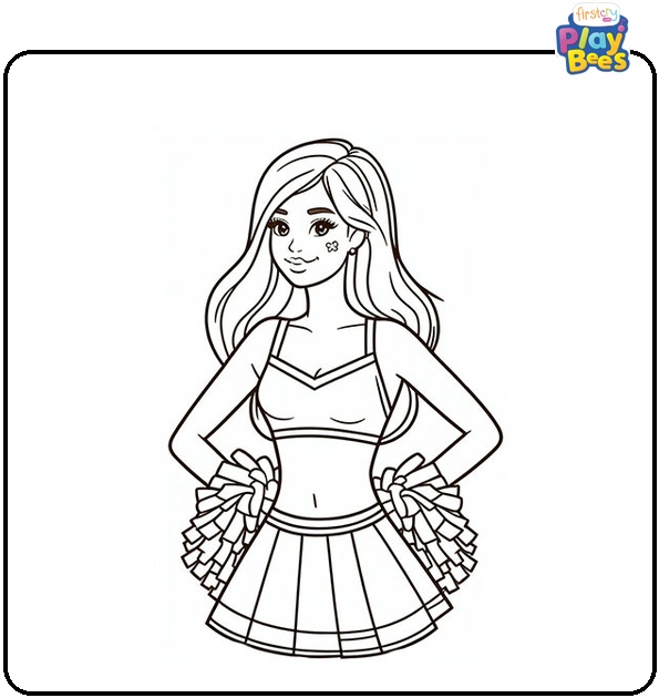 A Cheerleader Posing Coloring Page