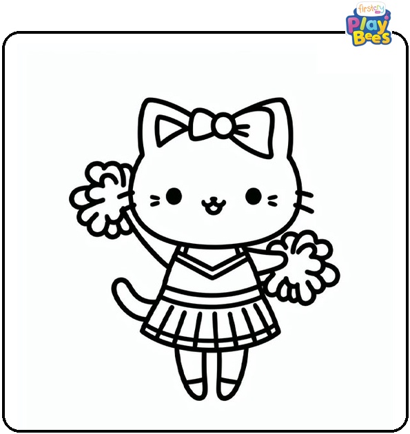 A Kitty as a Cheerleader Coloring Page