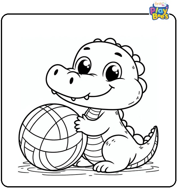 Alligator With A Ball Coloring Page Alligator With A Ball Coloring Page