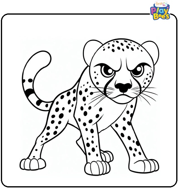 Angry Cheetah Jumping Coloring Page Angry Cheetah Jumping Coloring Page