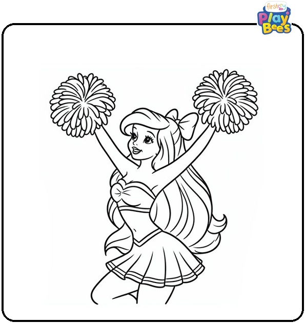 Ariel as a Cheerleader Coloring Page