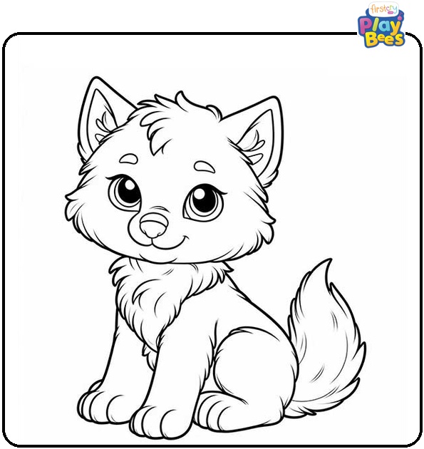 Baby Wolf Sitting Coloring Page Baby Wolf Sitting Coloring Page