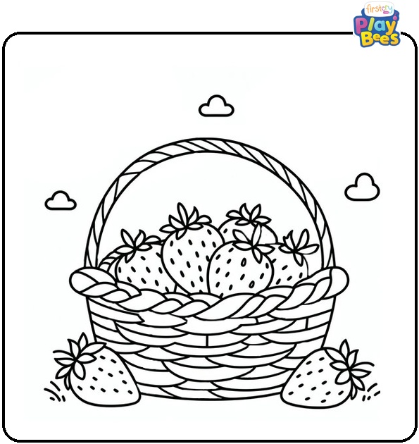 Baskets of Strawberries Under the Sun Coloring Page