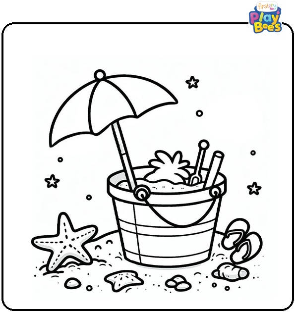 Beach Bucket Coloring Page Beach Bucket Coloring Page