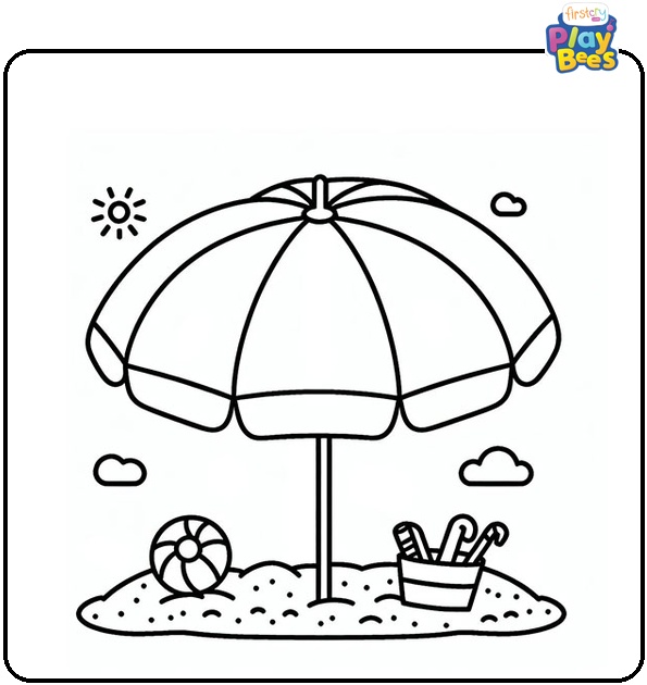 Beach Umbrella Coloring Page Beach Umbrella Coloring Page