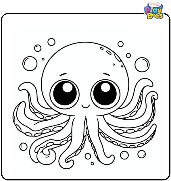 Big Eyed Octopus Coloring Page Big Eyed Octopus Coloring Page