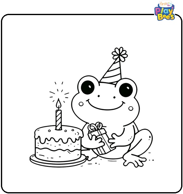 Birthday Frog Coloring Page Birthday Frog Coloring Page