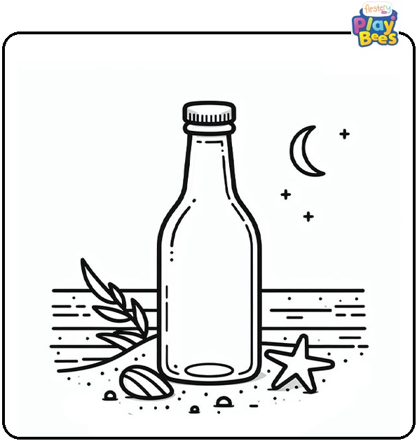 Bottle on a Beach Coloring Page Bottle on a Beach Coloring Page