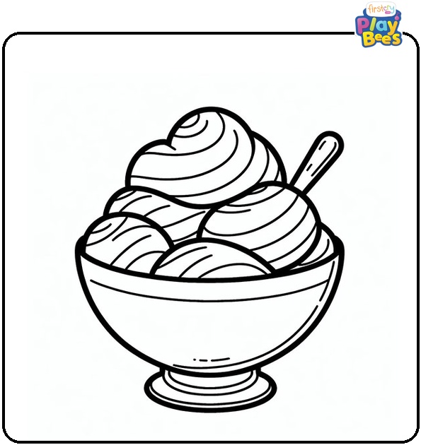 Bowl of Ice Cream Coloring Page