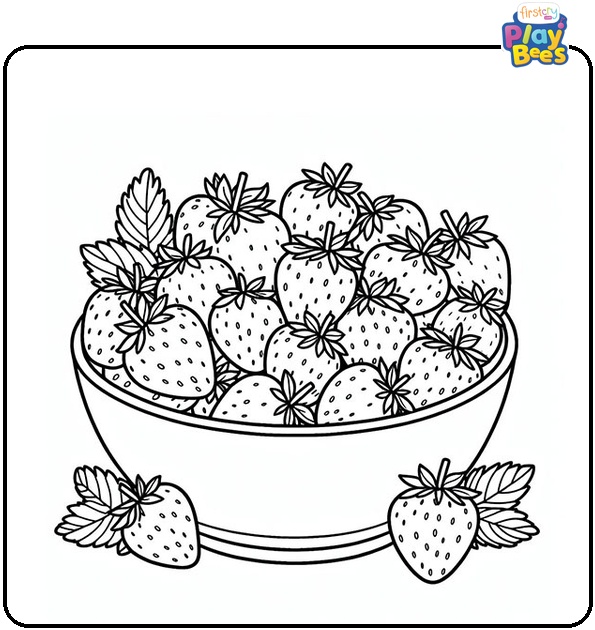 Bowl of Strawberries Coloring Page