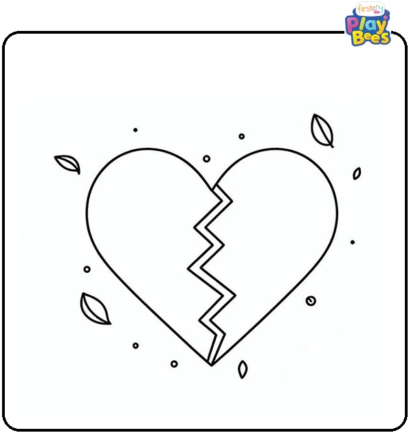 Broken Heart Coloring Page
