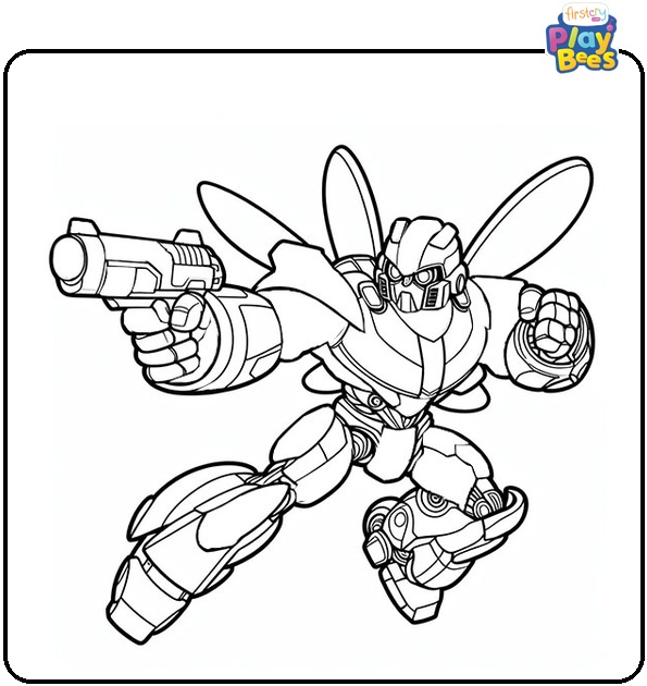 Bumblebee Holds His Weapon Coloring Page