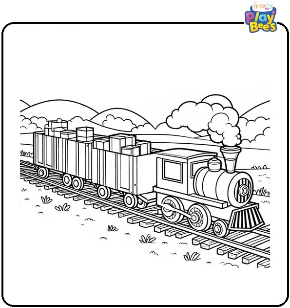 Cargo Train Coloring Page