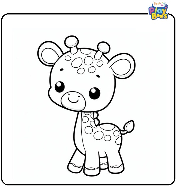 Smiling Giraffe Coloring Page Cartoon Giraffe Coloring Page