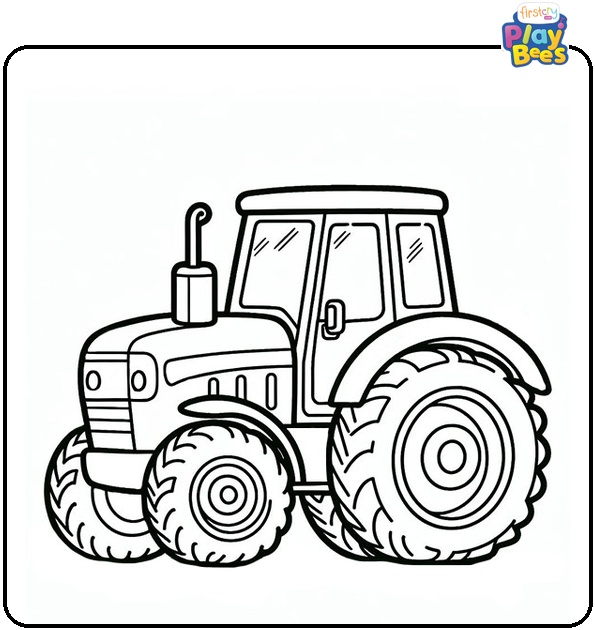 Cartoon Tractor Coloring Page