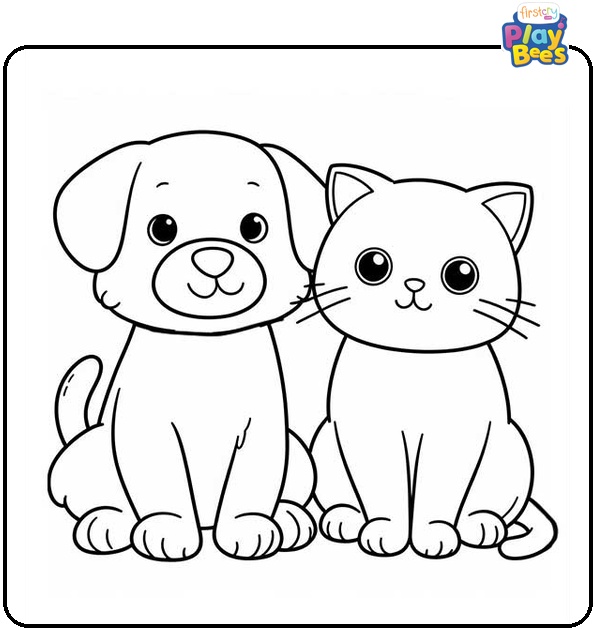 Cat and Dog Coloring Page Cat and Dog Coloring Page
