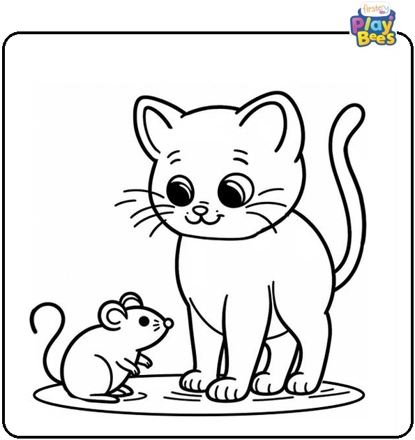 Cat and Mouse Coloring Page Cat and Mouse Coloring Page