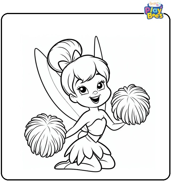 Cheerleader Tinker Bell Coloring Page