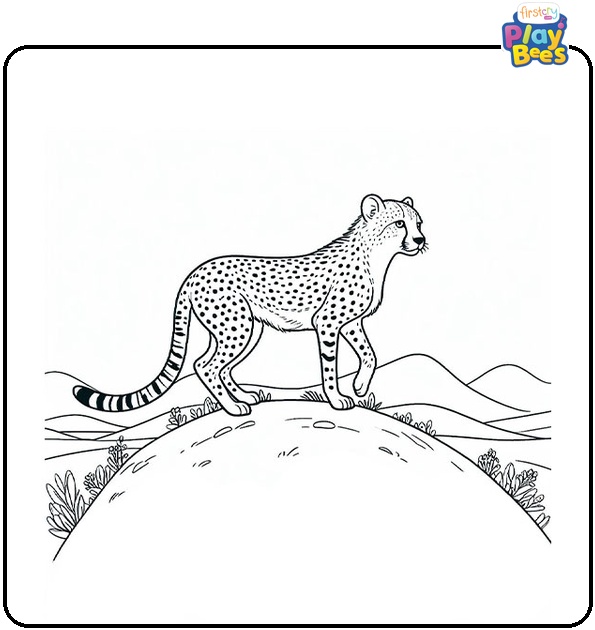 Cheetah on the Hill Coloring Page Cheetah on the Hill Coloring Page