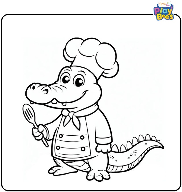 Chef Alligator Coloring Page Chef Alligator Coloring Page