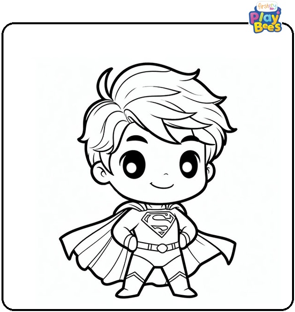Chibi Superman Coloring Page