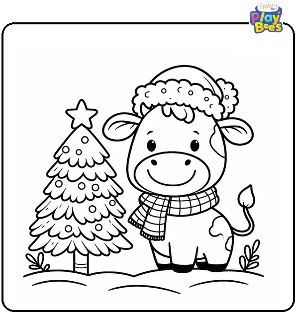 Christmas Cow Coloring Page Christmas Cow Coloring Page