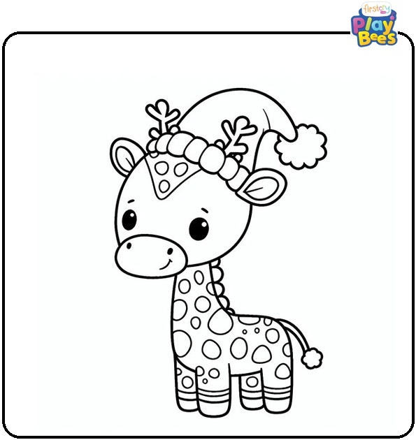 Christmas Giraffe Coloring Page Christmas Giraffe Coloring Page
