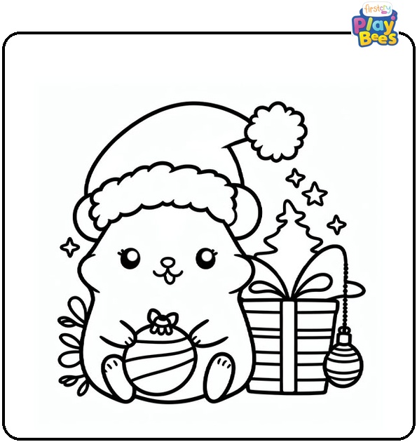 Christmas Hamster Coloring Page Christmas Hamster Coloring Page