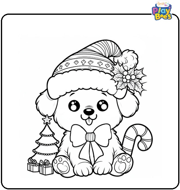 Christmas Puppy Coloring Page Christmas Puppy Coloring Page