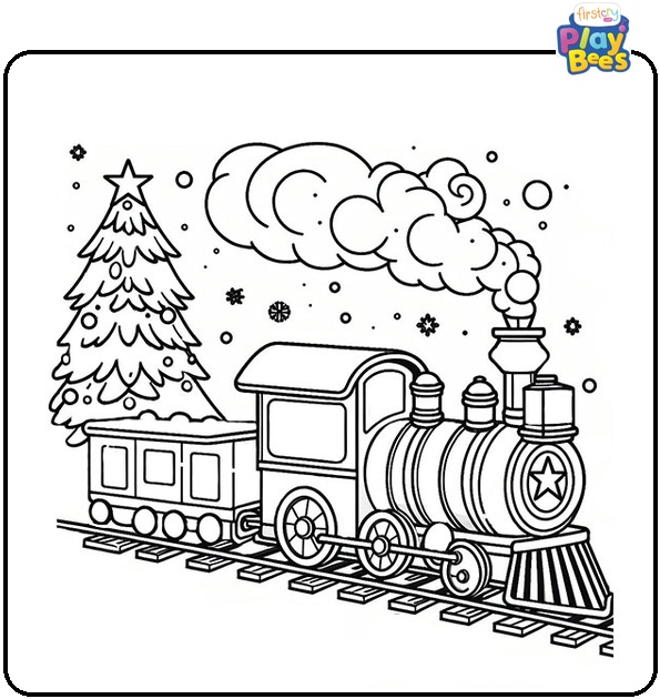 Christmas Train Coloring Page
