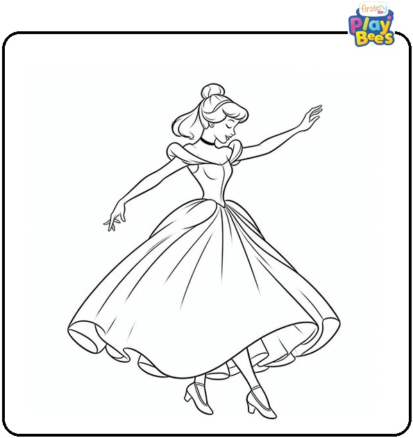 Cinderella Dancing Coloring Page Cinderella Dancing Coloring Page