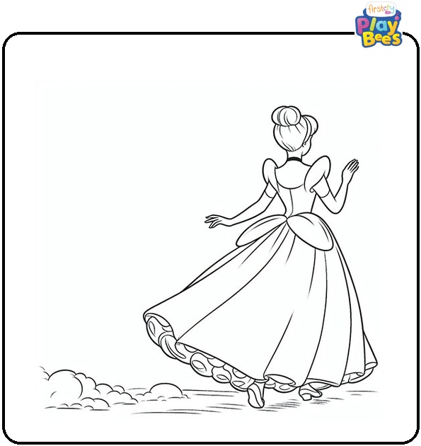 Cinderella Walking Away Coloring Page Cinderella Walking Away Coloring Page