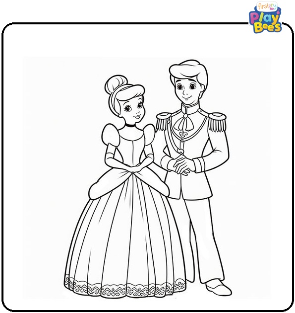 Cinderella and Prince Charming Coloring Page Cinderella and Prince Charming Coloring Page