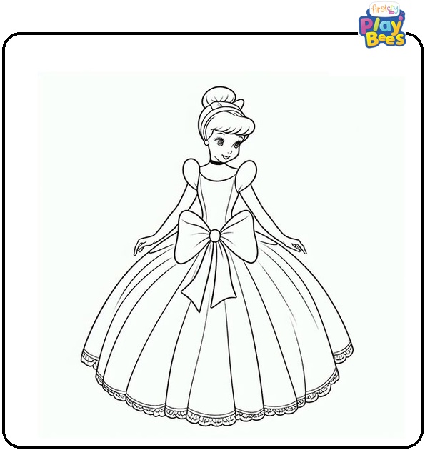 Cinderella in the Bowknot Dress Coloring Page Cinderella in the Bowknot Dress Coloring Page