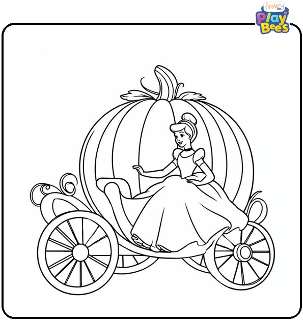 Cinderella in the Pumpkin Carriage Coloring Page Cinderella in the Pumpkin Carriage Coloring Page