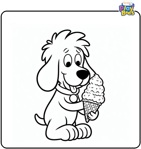 Clifford Wants Some Ice Cream Coloring Page