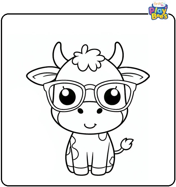 Cow With Glasses Coloring Page Cow With Glasses Coloring Page
