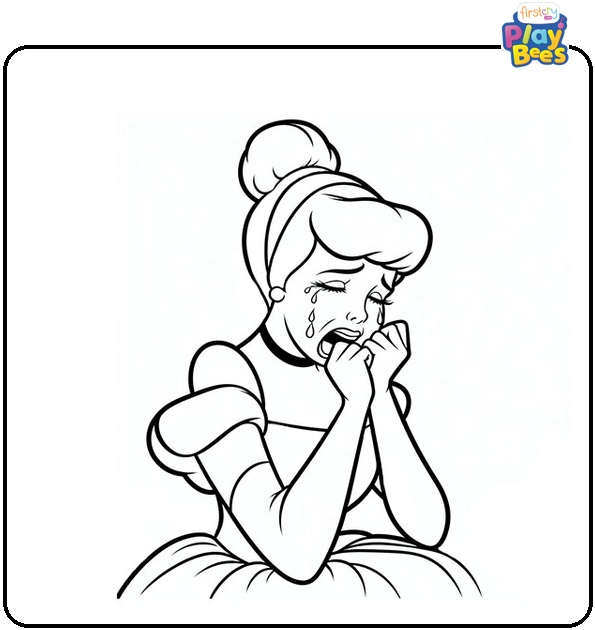 Crying Cinderella Coloring Page Crying Cinderella Coloring Page
