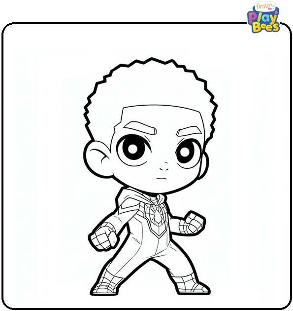 Cute Miles Morales Coloring Page